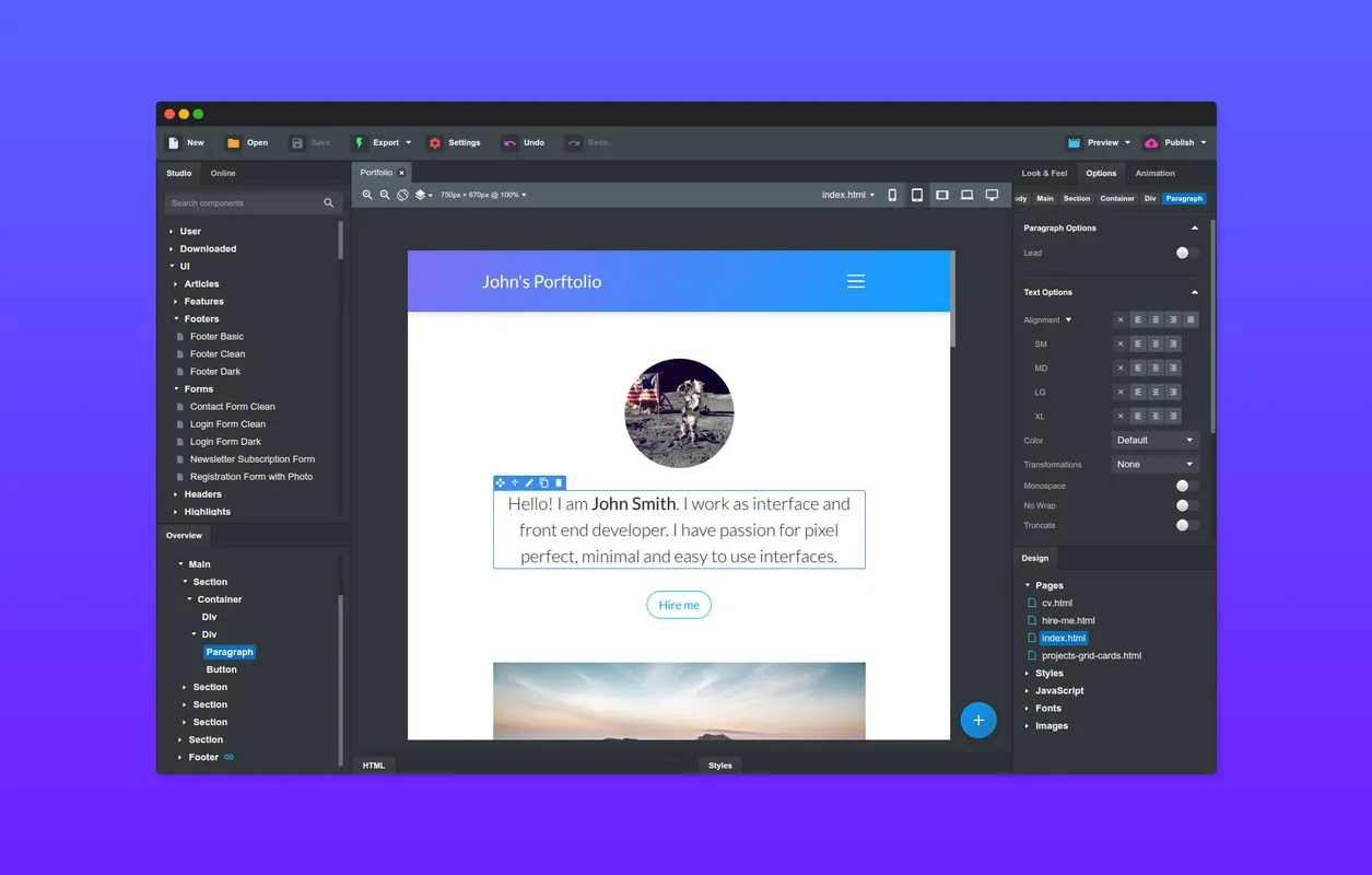 Bootstrap Studio screenshot 1