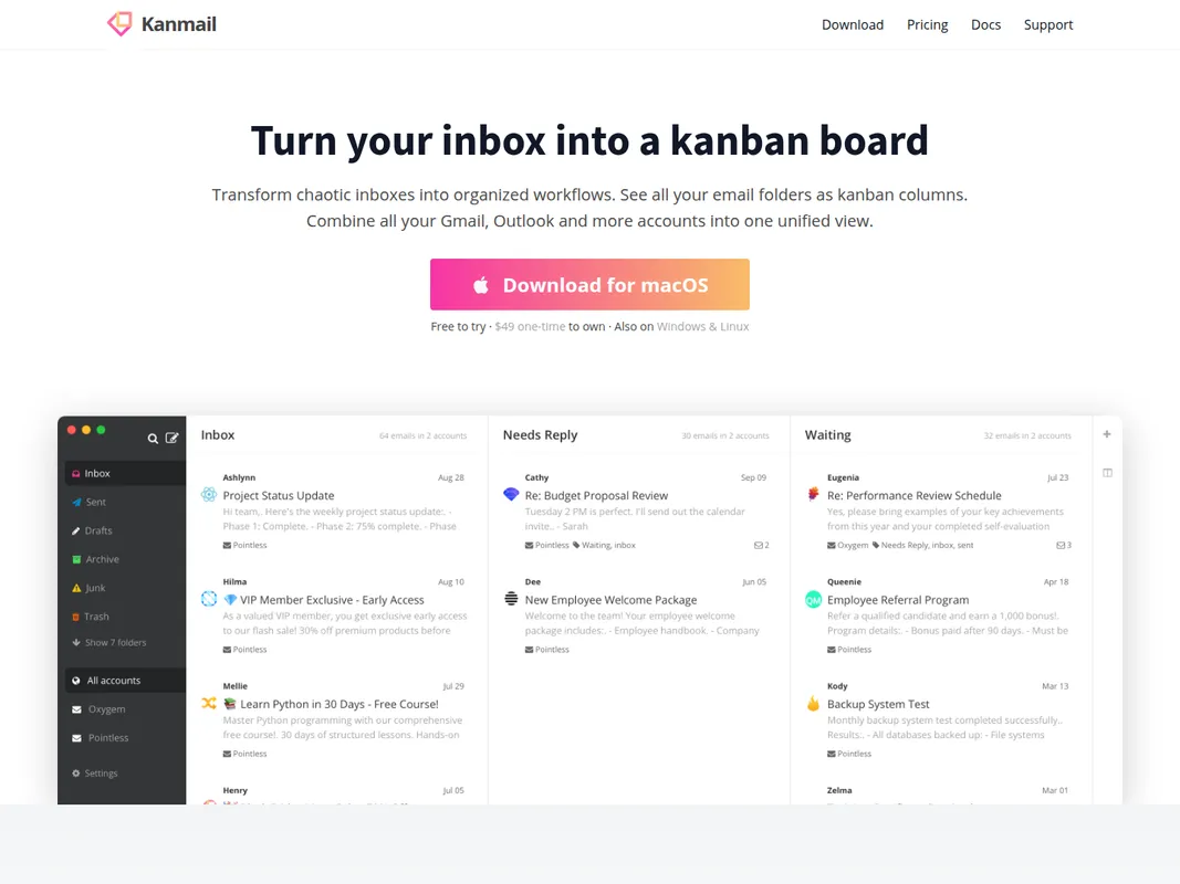 Kanmail screenshot 1