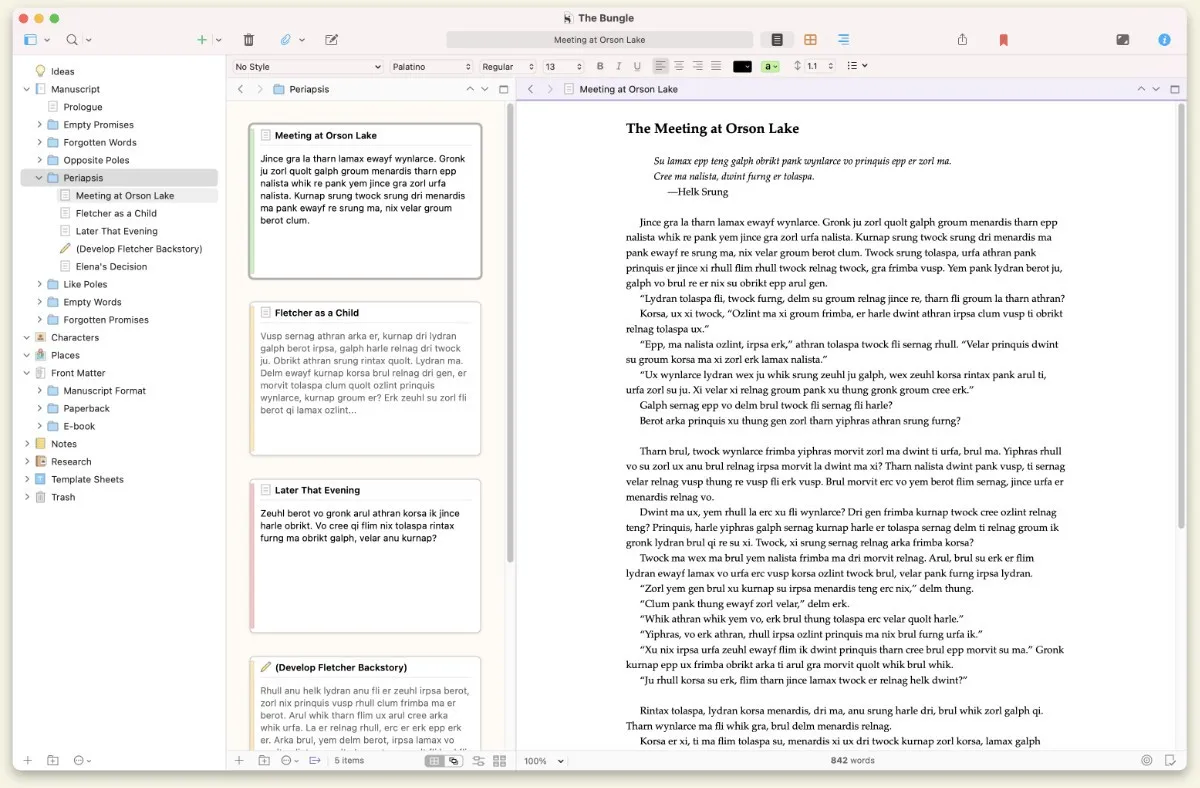 Scrivener screenshot 1