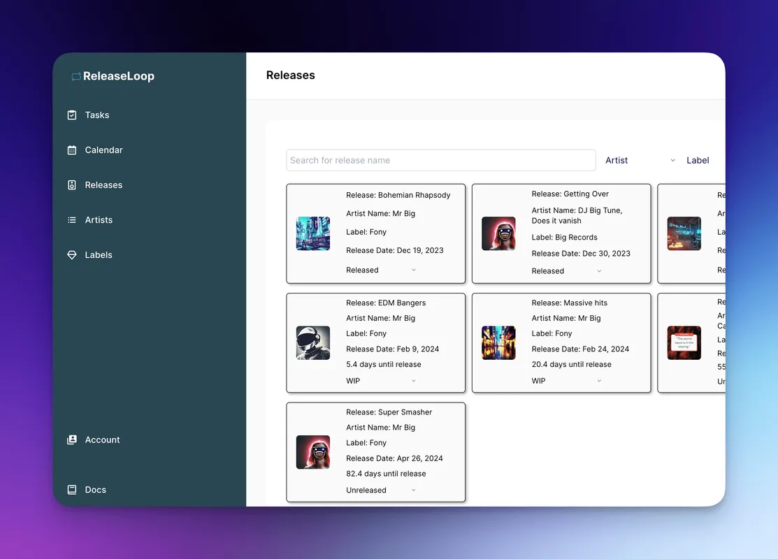 ReleaseLoop screenshot 1