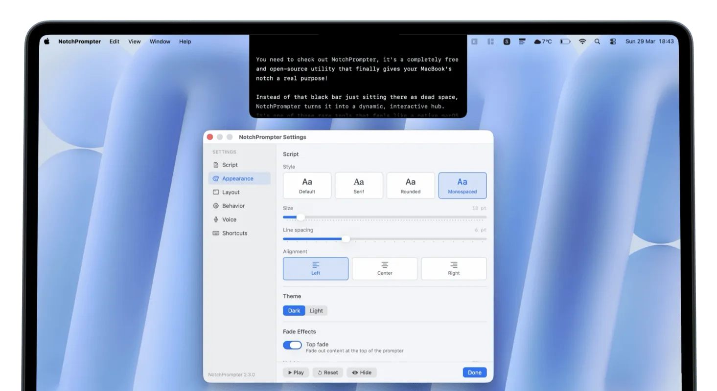 NotchPrompter screenshot 1